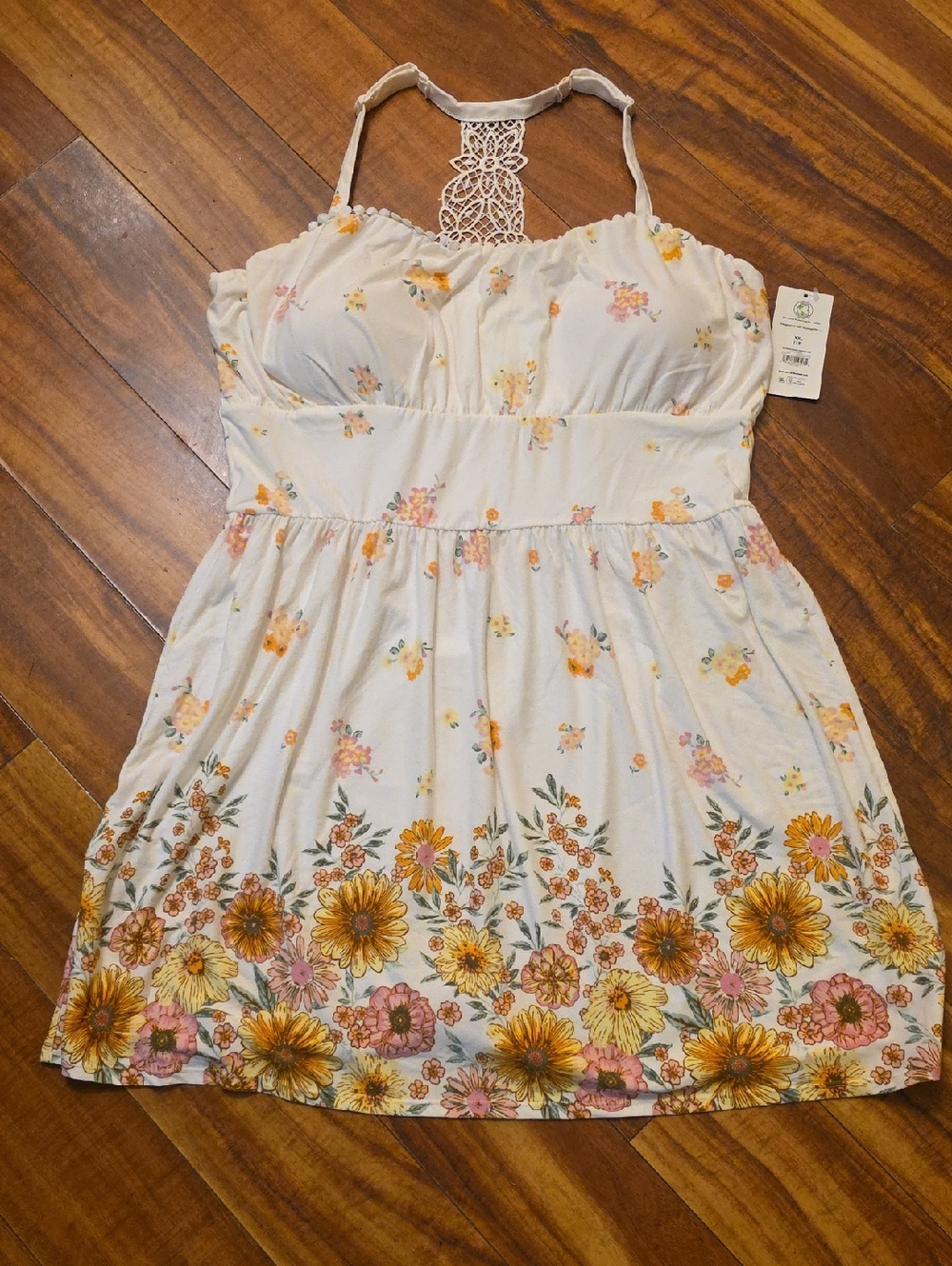 No Boundaries White Floral Sundress with Yellow & Pink Flowers